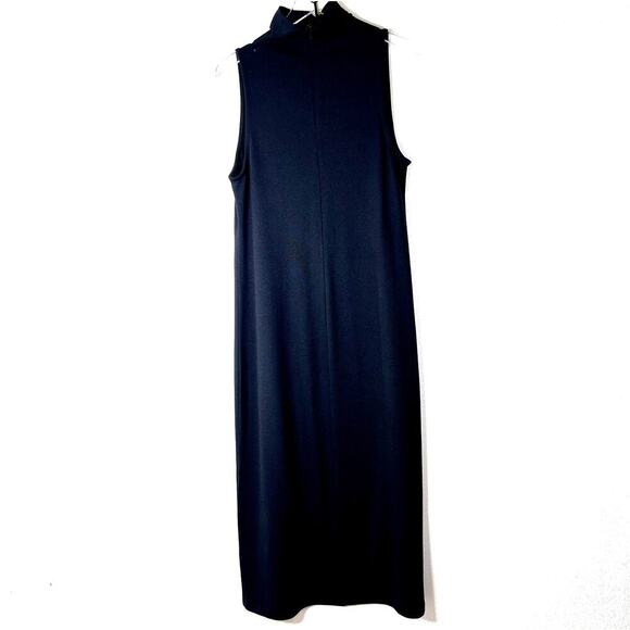 Vince Black Knit Sleeveless Column Dress Mock Neck Midi Stretch LARGE Solid - Picture 4 of 8